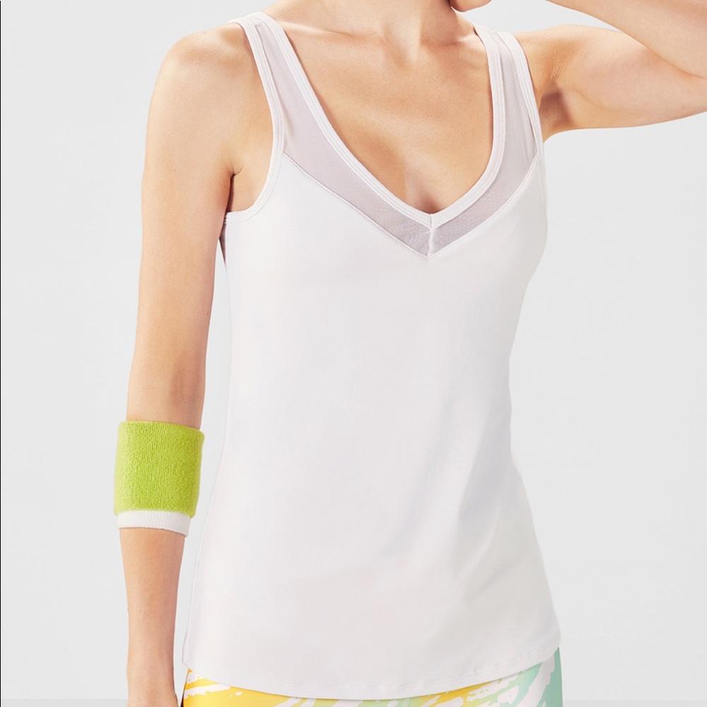 Fabletics Estelle Performance Tank White w/ mesh Size S